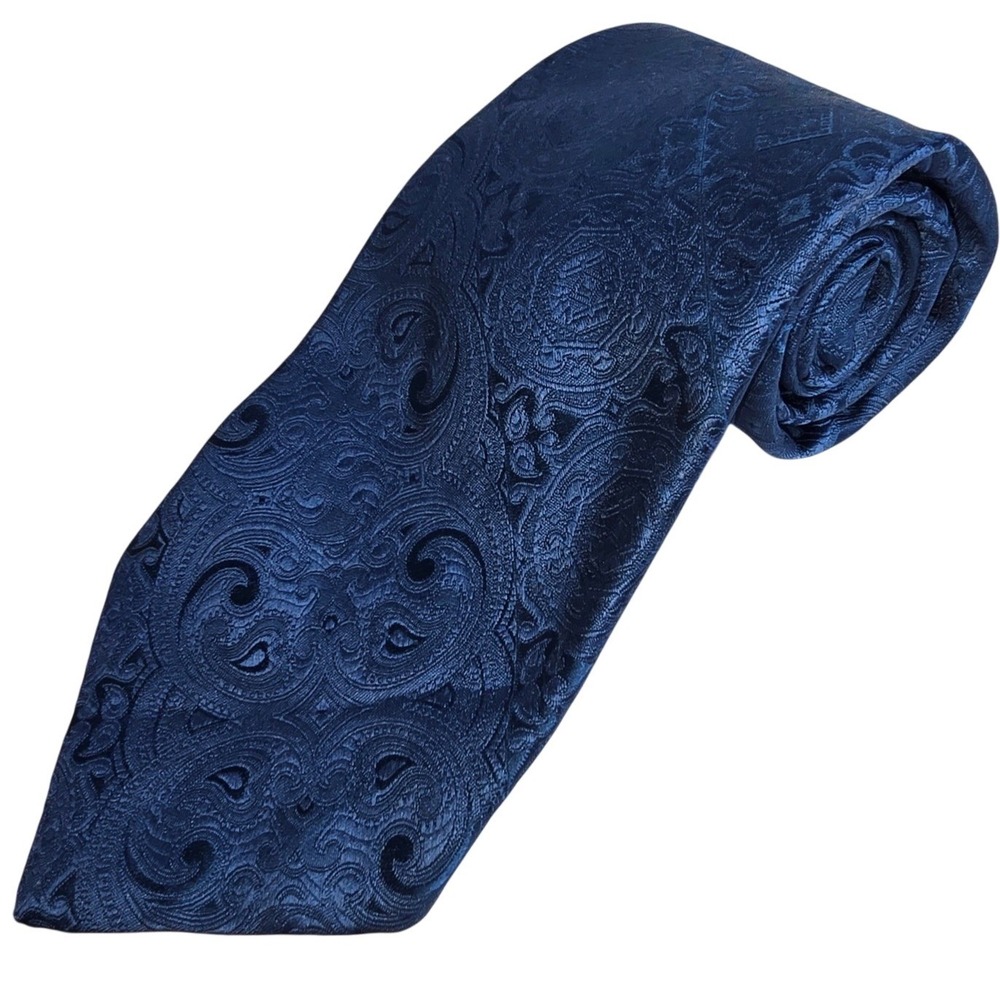 VINTAGE Romano Blue Paisley 100% Polyester Men's Tie